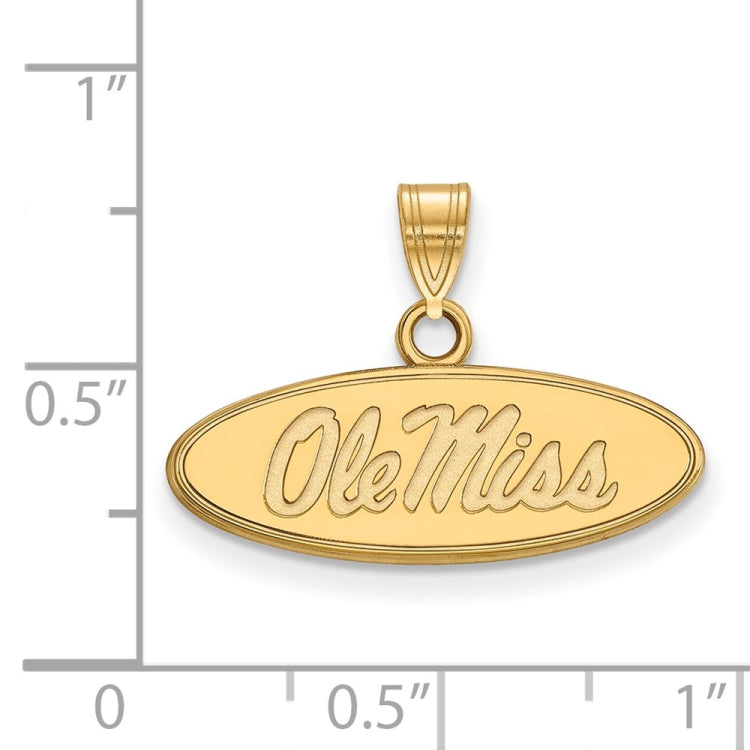 14k Gold LogoArt University of Mississippi Ole Miss Small Oval Pendant