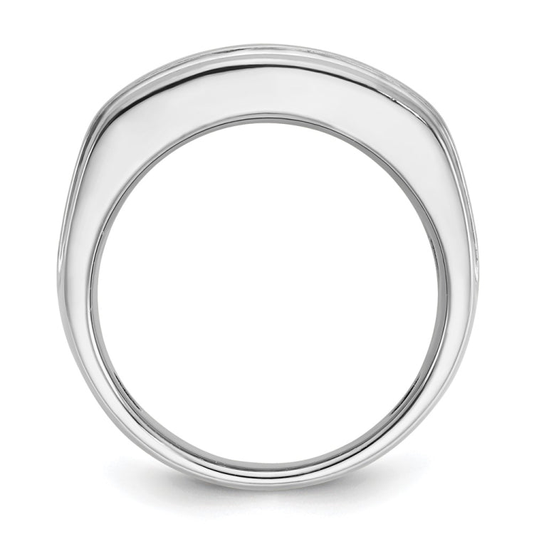 IBGoodman 14k White Gold Men's Polished and Grooved 2-Row Ring Mounting
