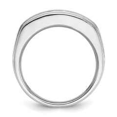 IBGoodman 14k White Gold Men's Polished and Grooved 2-Row Ring Mounting