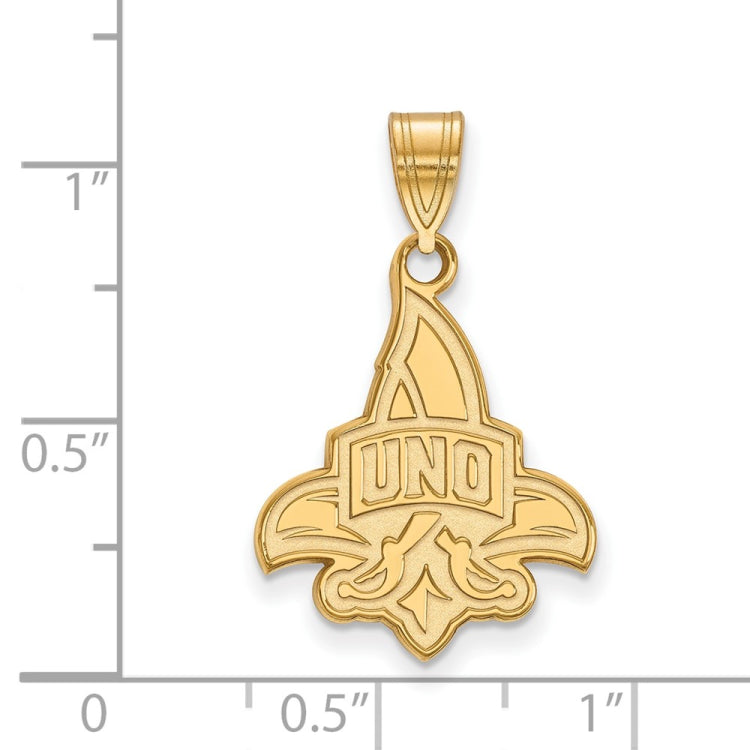 14k Gold LogoArt University of New Orleans U-N-O Large Pendant