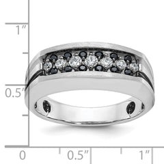 Men's WG Ring with Satin Finish and Black Rhodium Accent Mounting