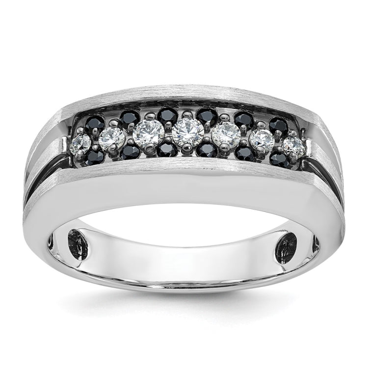 Men's WG Diamond Ring with Satin Finish and Black Rhodium Accent Mounting