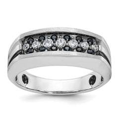 Men's WG Diamond Ring with Satin Finish and Black Rhodium Accent Mounting