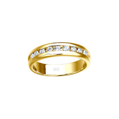 14k Yellow Gold IBGoodman Men's Polished 9-Stone Diamond Ring