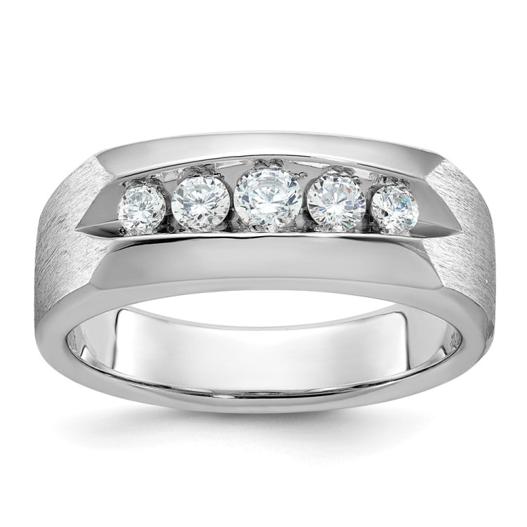IBGoodman 10k White Gold Men's Polished and Satin 5-Stone 1/2 Carat A Quality Diamond Ring