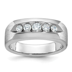 IBGoodman 10k White Gold Men's Polished and Satin 5-Stone 1/2 Carat A Quality Diamond Ring