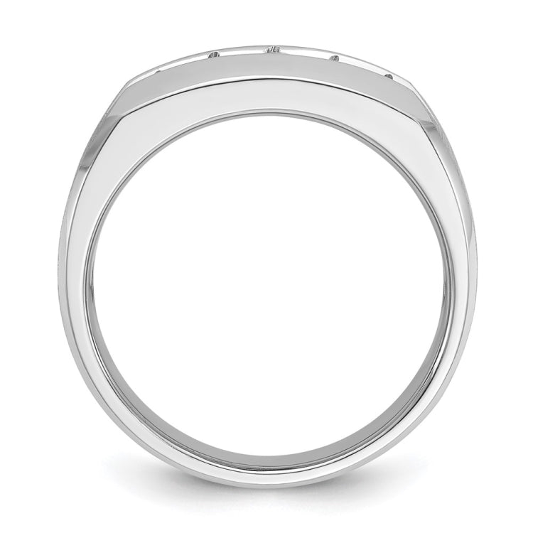 IBGoodman 10k White Gold Men's Polished and Satin 5-Stone 1/2 Carat A Quality Diamond Ring