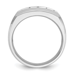 IBGoodman 10k White Gold Men's Polished and Satin 5-Stone 1/2 Carat A Quality Diamond Ring
