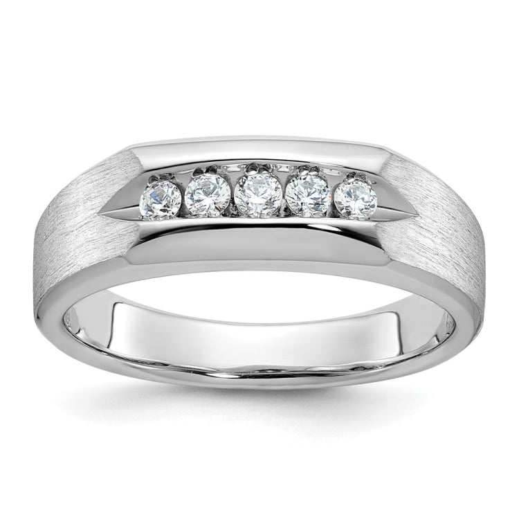 IBGoodman 10k White Gold Men's Polished and Satin 5-Stone 1/4 Carat A Quality Diamond Ring
