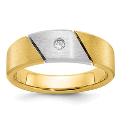 Men's Two-tone .05ct Diamond Solitaire Ring with Soft Satin Finish Mounting