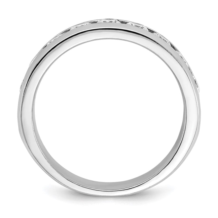IBGoodman 14k White Gold Men's Polished 9-Stone 1 Carat AA Quality Diamond Ring