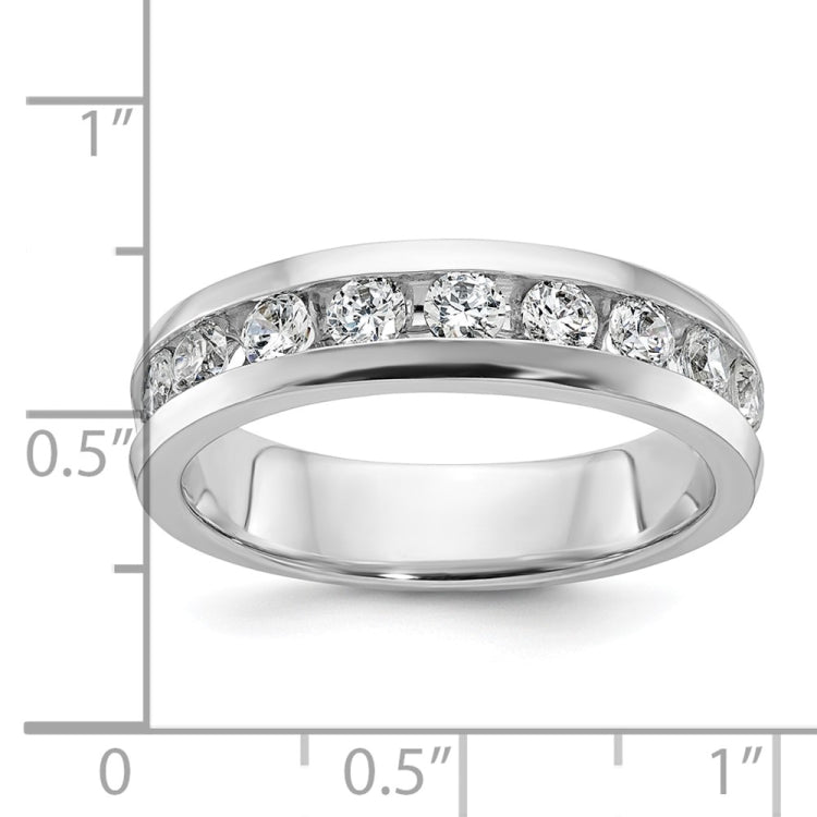 IBGoodman 14k White Gold Men's Polished 9-Stone 1 Carat AA Quality Diamond Ring