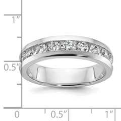 IBGoodman 14k White Gold Men's Polished 9-Stone 1 Carat AA Quality Diamond Ring