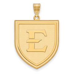 10k Gold LogoArt East Tennessee State University Letter E Shield Extra Large Pendant