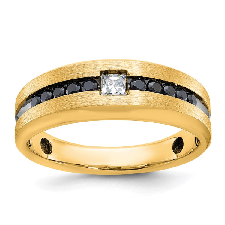 Men's WG Ring with Satin Finish and Black Rhodium Accent Mounting