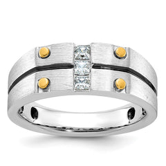 Men's WG Ring with YG Accent and Black Rhodium Detail Mounting