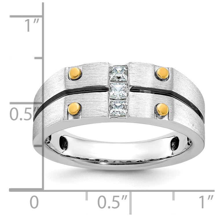 Men's WG Ring with YG Accent and Black Rhodium Detail Mounting