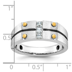 Men's WG Ring with YG Accent and Black Rhodium Detail Mounting