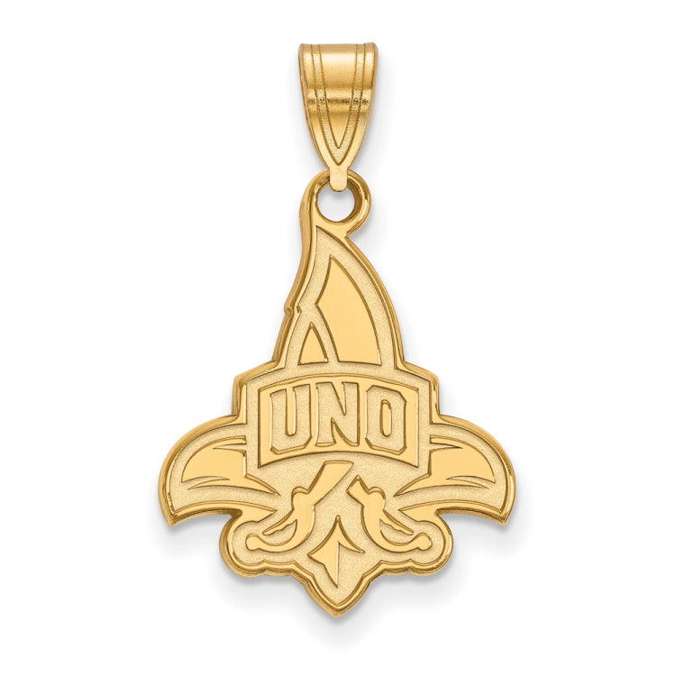 10k Gold LogoArt University of New Orleans U-N-O Large Pendant
