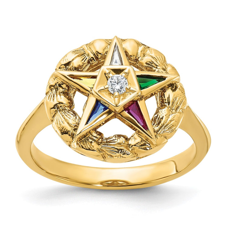 Ladies Eastern Star Ring with Diamond Solitaire Mounting
