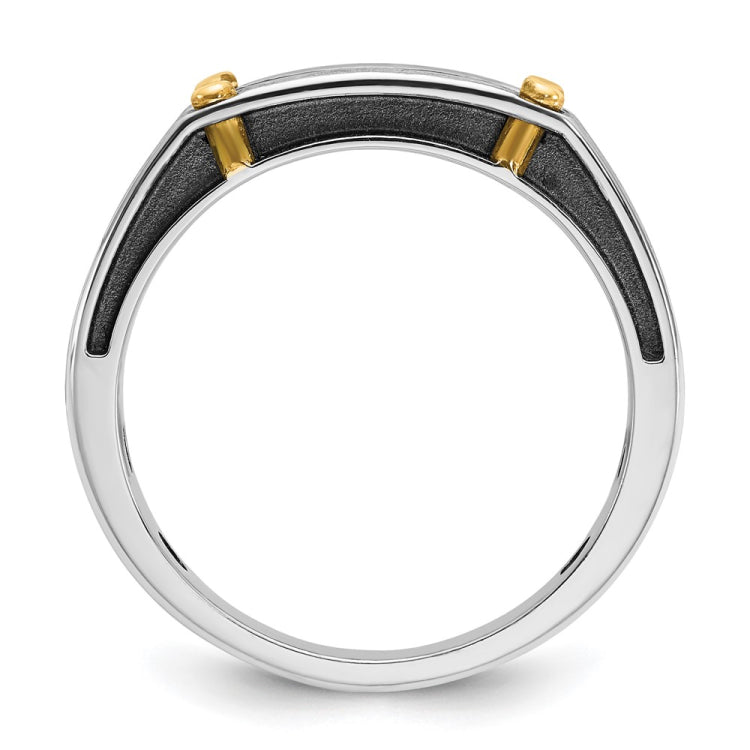 IBGoodman 10k Two-tone Men's Polished Satin and Grooved 5-Stone Ring Mounting