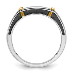 IBGoodman 10k Two-tone Men's Polished Satin and Grooved 5-Stone Ring Mounting