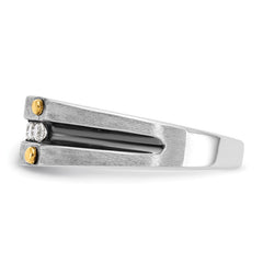 IBGoodman 10k Two-tone with Black Rhodium Men's Polished Satin and Grooved 5-Stone 1/4 Carat A Quality Diamond Ring