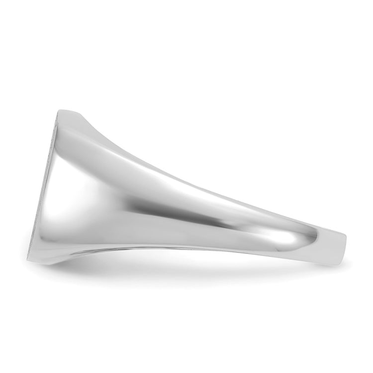 14kw 12mm x 12mm cushion face signet ring.