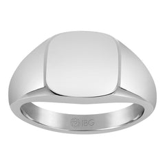 14kw 12mm x 12mm cushion face signet ring.
