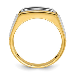 IBGoodman 14k with White Rhodium Men's Polished and Grooved 3-Stone 1 Carat AA Quality Diamond Ring