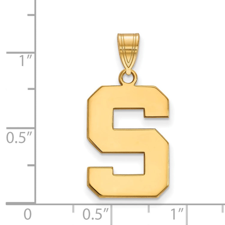 14k Gold LogoArt Michigan State University Letter S Large Pendant