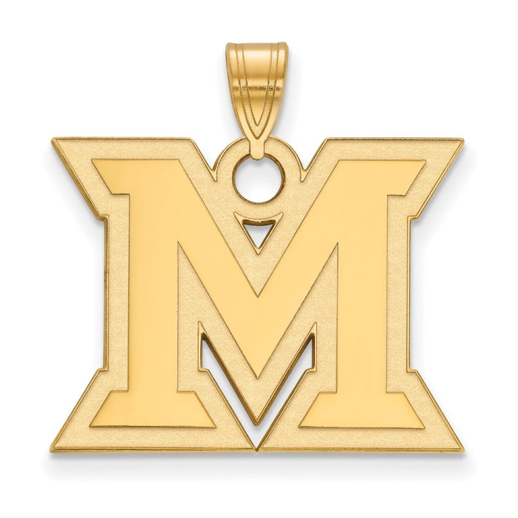 14k Gold LogoArt Miami University Ohio Letter M Large Pendant