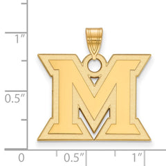 14k Gold LogoArt Miami University Ohio Letter M Large Pendant
