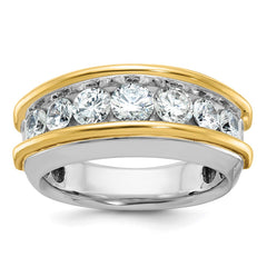 10k Two-tone IBGoodman Men's Polished 7-Stone Ring Mounting