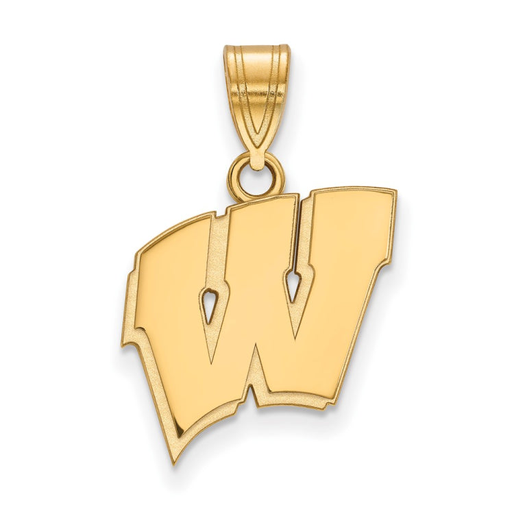 14k Gold LogoArt University of Wisconsin Letter W Medium Pendant