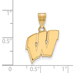 14k Gold LogoArt University of Wisconsin Letter W Medium Pendant