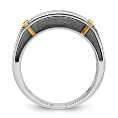 IBGoodman 10k Two-tone Men's Polished Satin and Grooved 5-Stone Ring Mounting