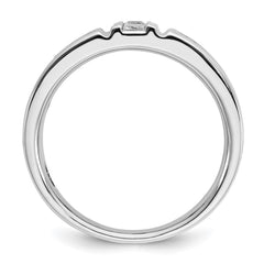 IBGoodman 14k White Gold Men's Polished and Grooved Black and White 1 Carat A Quality Diamond Ring