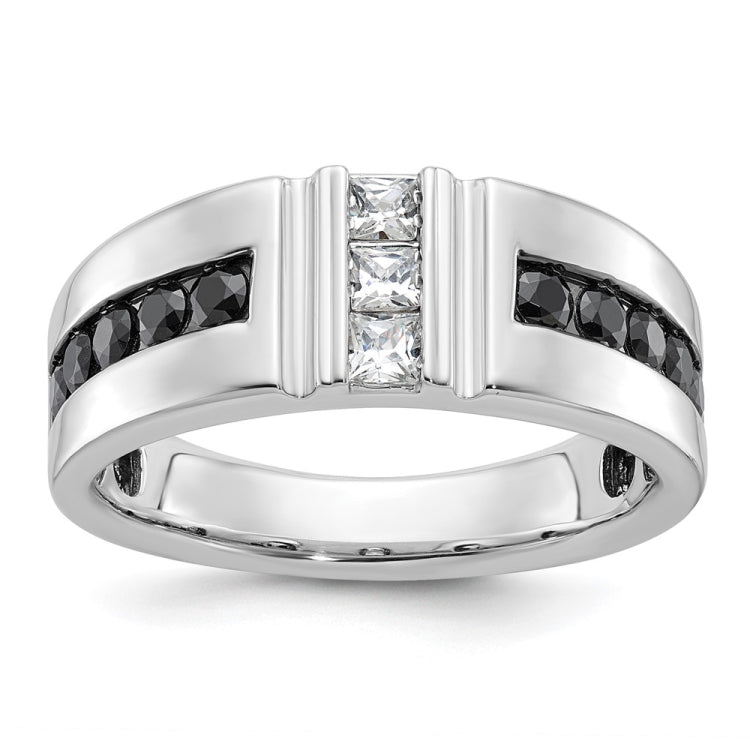 Men's WG Hammer Set All Bright Finish Black and White Diamond Ring Mounting