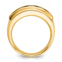 14k IBGoodman Men's Polished Satin & Grooved 5-Stone Ring Mounting