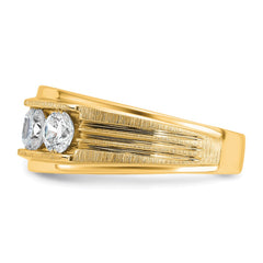14k IBGoodman Men's Polished Satin & Grooved 5-Stone Ring Mounting