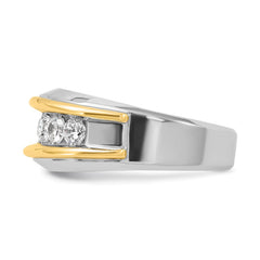 IBGoodman 14k White Gold Men's Polished 7-Stone 1 1/5 Carat BB Quality Diamond Ring