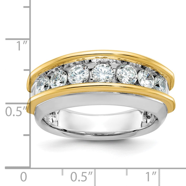 IBGoodman 14k Two-tone Men's Polished 7-Stone 1 1/5 Carat BB Quality Diamond Ring
