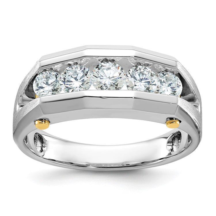 Men's WG Wedding Band with YG Bars and Satin Finish Mounting