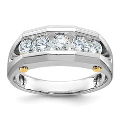 Men's WG Wedding Band with YG Bars and Satin Finish Mounting