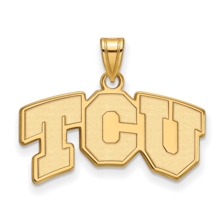 10k Gold LogoArt Texas Christian University T-C-U Small Pendant