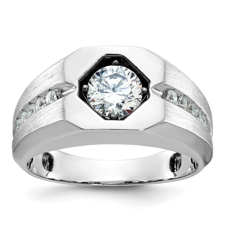 Men's WG Solitaire Ring for 1ct Center  Satin Finish Sides Mounting