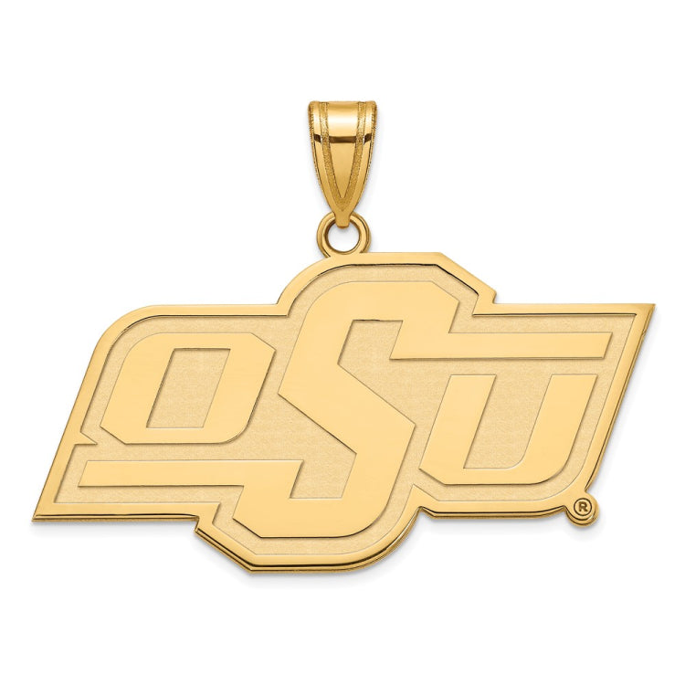 14k Gold LogoArt Oklahoma State University O-S-U Large Pendant