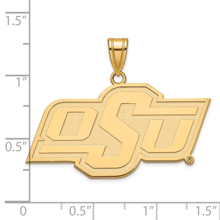 14k Gold LogoArt Oklahoma State University O-S-U Large Pendant