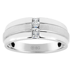 Men's White Gold 1/3ct tw PrincessCut Diamond Ring with Soft Satin Finish